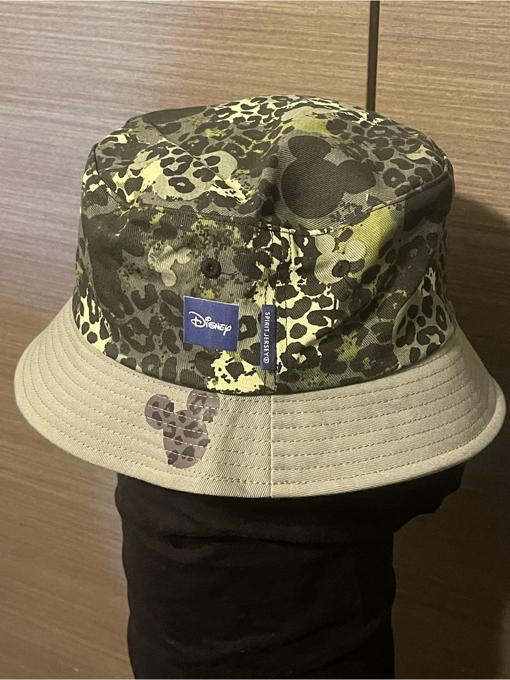 Disney Parks Animal Kingdom Camo Leopard Mickey Print Bucket Hat